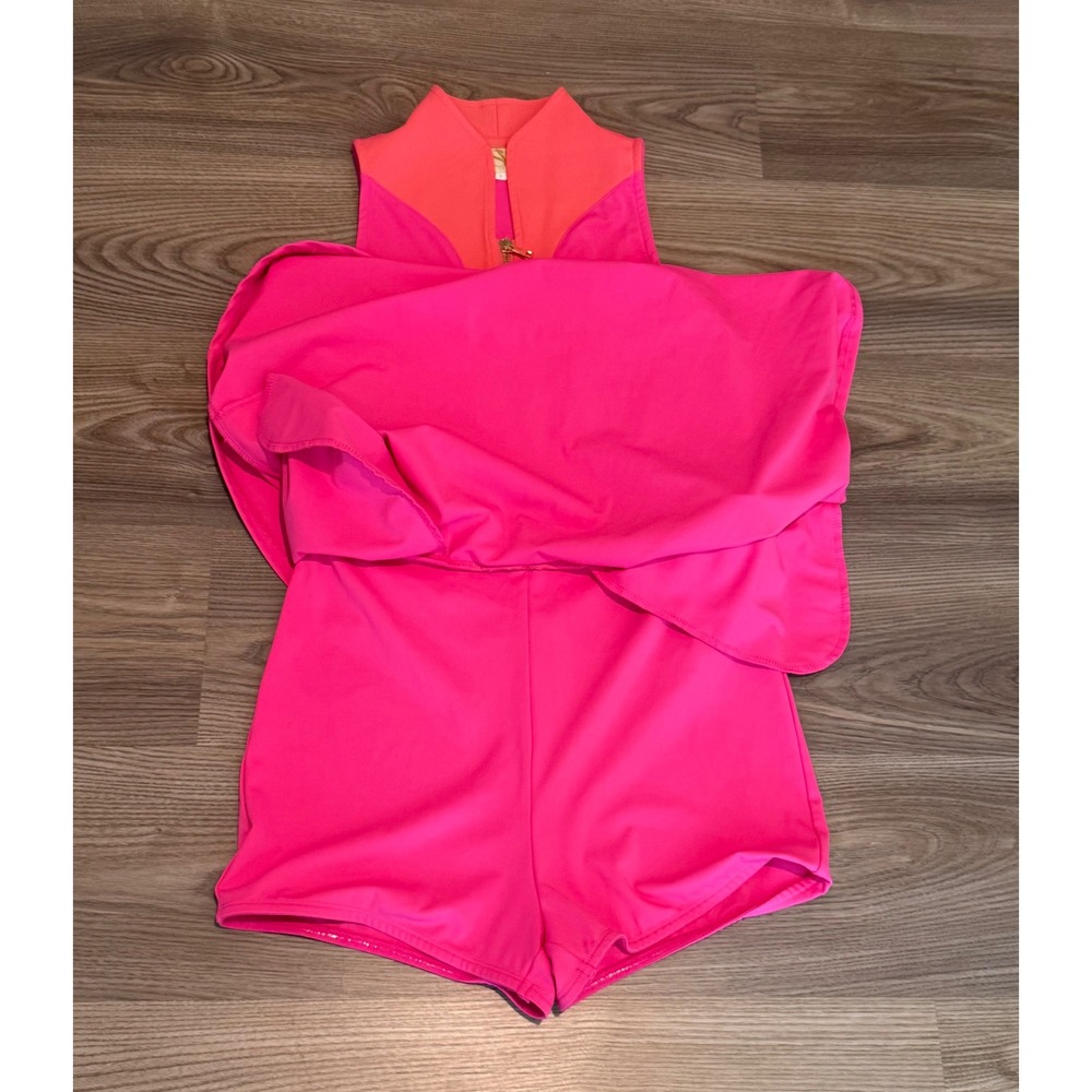 SSYS The Label Pink Orange Colorblock Zip Front Active Tennis Dress size Small - Picture 2 of 7
